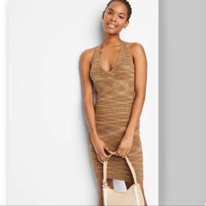 NWT/ Wild Fable Space Dye Halter Tan Bodycon Dress / Sz M